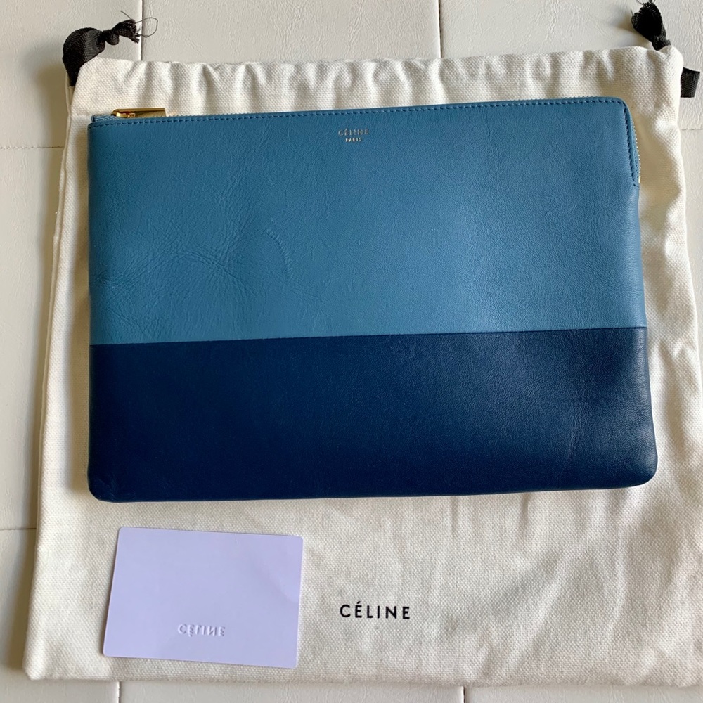Authentic CELINE Lambskin Bi-Color Solo Clutch